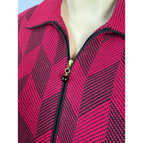 St. John Collection By Marie Gray K716335 Chevron Knit Zip-Up Jacket  Size 2 Pin - Picture 16 of 16